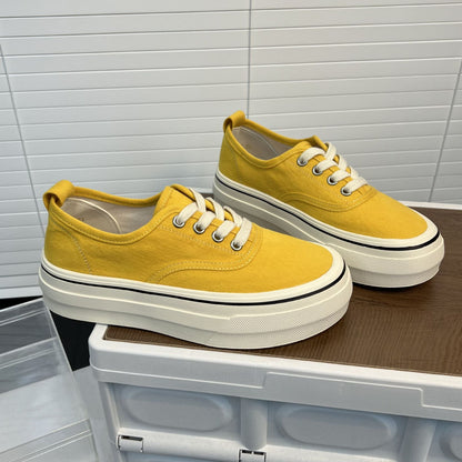 Damen Sneaker Dicksohlige Sportschuhe Hochwertig Canvas