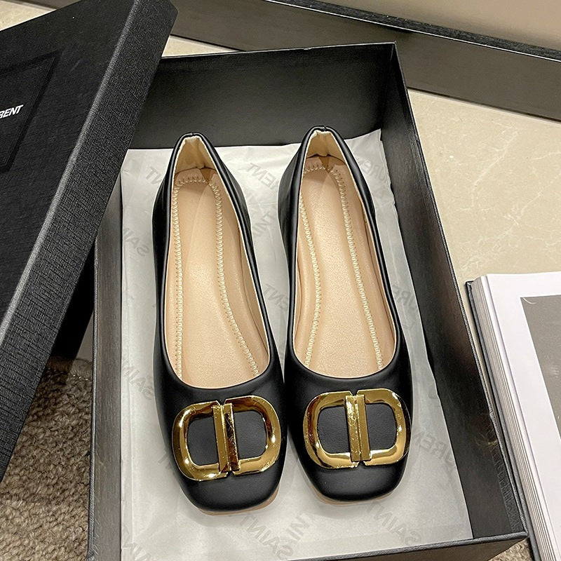 Damen Ballerinas Elegante Schnalle Schuhe Schwarze Mode