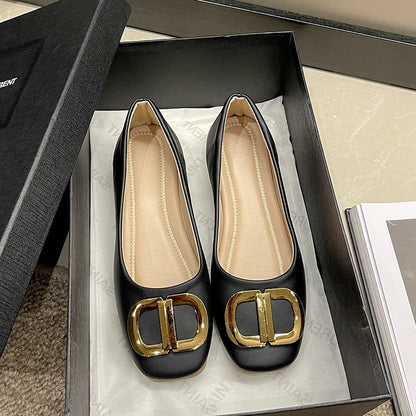 Damen Ballerinas Elegante Schnalle Schuhe Schwarze Mode