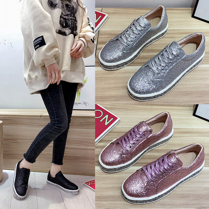 Damen Sneaker Glitzer Plateau Schuhe Komfortabel - BerlinGlamour