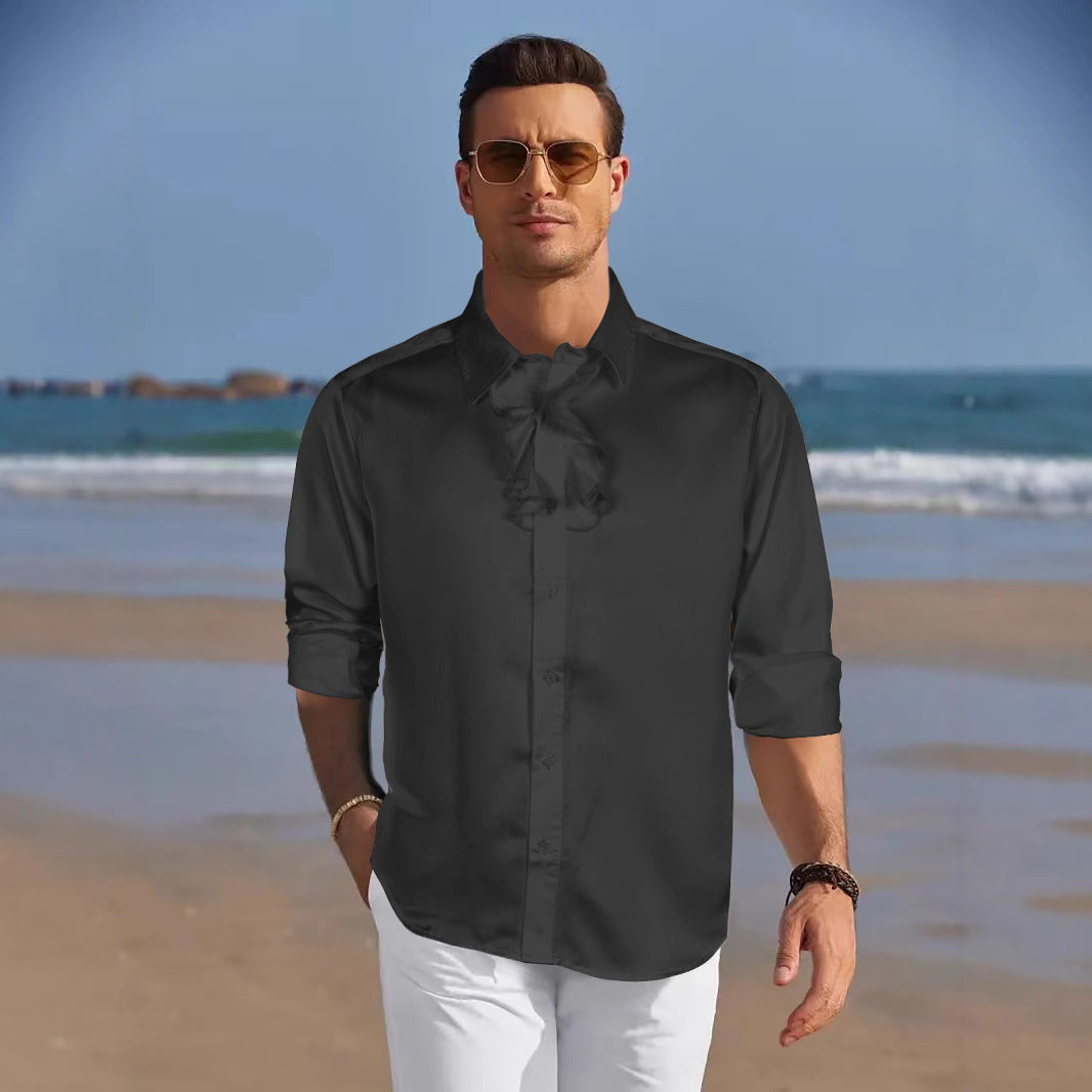 Herren Hemd Elegant Rüschenkragen Festlich Schwarz - BerlinGlamour