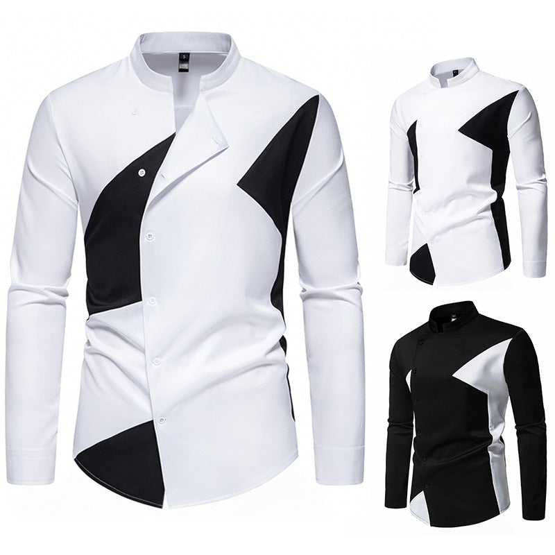 Herren Hemd Asymmetrisch Farbblock Modern Designer - BerlinGlamour