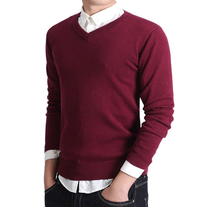 Herren Pullover Weich Baumwolle V-Ausschnitt Modern