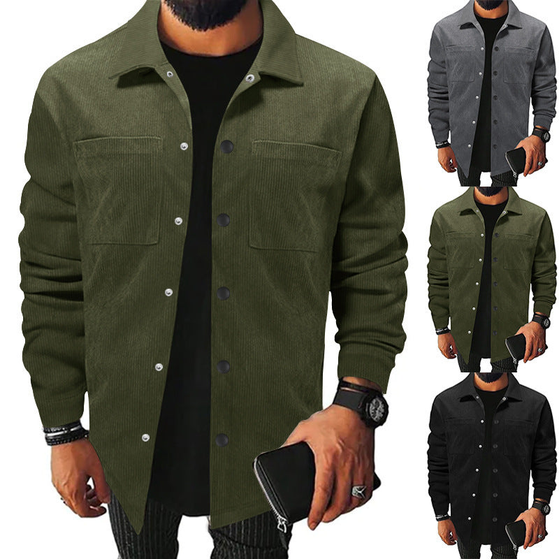 Herren Kordjacke Praktisch Mit Taschen Knöpfe Elegannt - BerlinGlamour