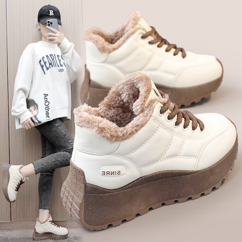 Damen Sneaker High-Top Gefüttert Rutschfest Weiße Turnschuhe - BerlinGlamour