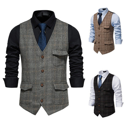Herren Weste Elegant Strukturiert Mit Taschen