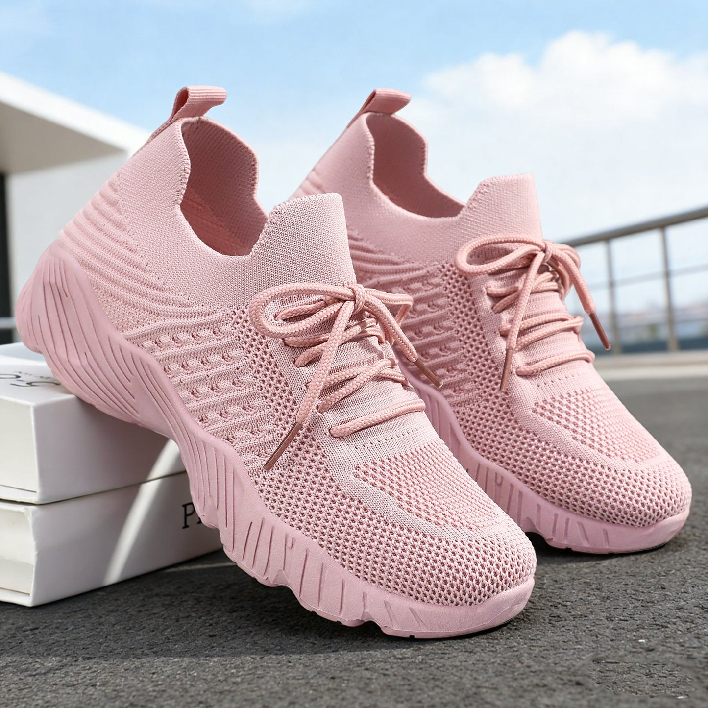 Damen Sneaker Laufschuhe Elastisch Atmungsaktiv Sport