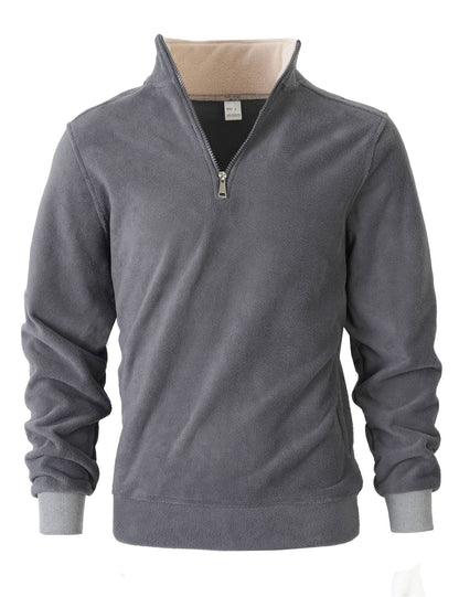 Herren Fleecepullover Stehkragen Reißverschluss Warm