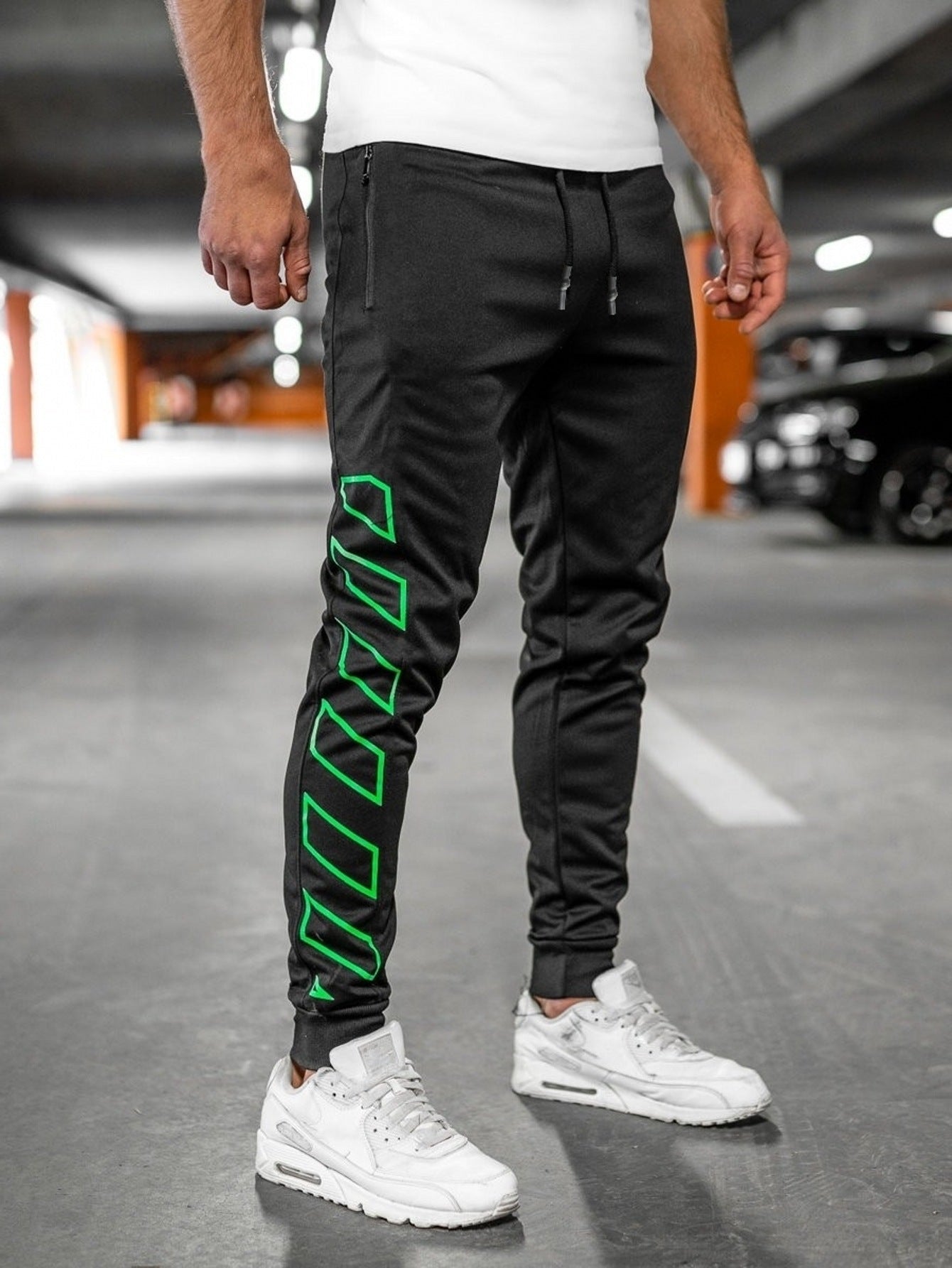 Herren Jogginghose Slim Fit Sportlich Schwarz