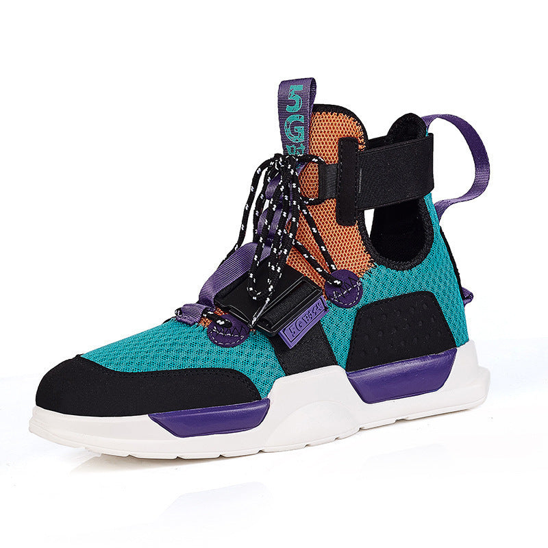 Damen Sneaker Sportlich High-Top mit Riemensystem Schwarz