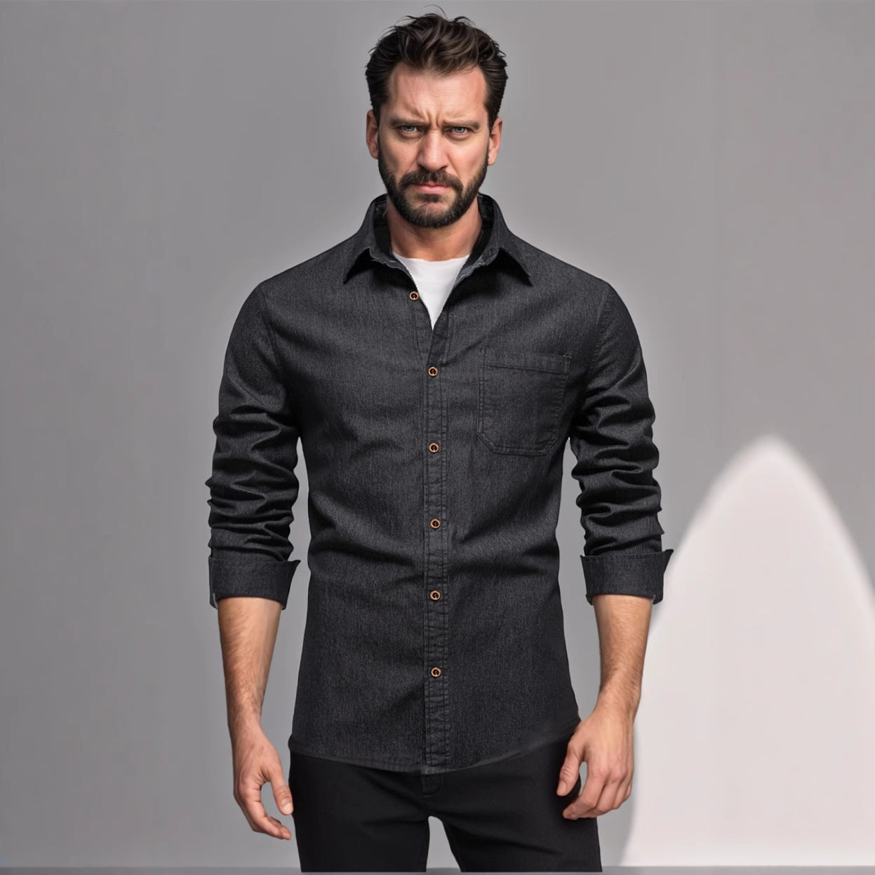 Männer Denim Hemd Modern Slim Fit
