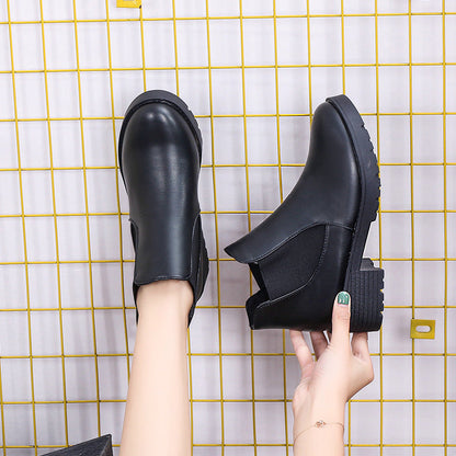 Damen Chelsea Stiefel Elastisch Komfortabel Schwarz