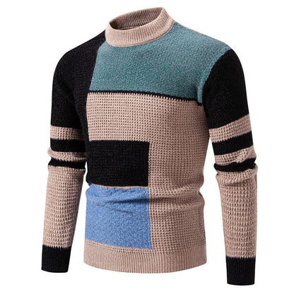 Herren Pullover Strukturiertes Farbblockdesign Modern