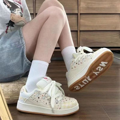 Damen Sneaker Sportlich Atmungsaktiv mit Blumenmotiv