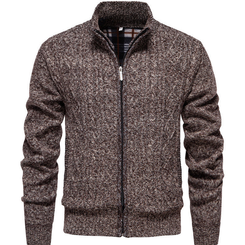 Herren Strickjacke Warm Highneck Reißverschluss