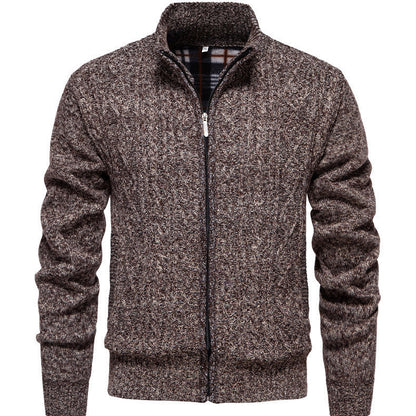 Herren Strickjacke Warm Highneck Reißverschluss