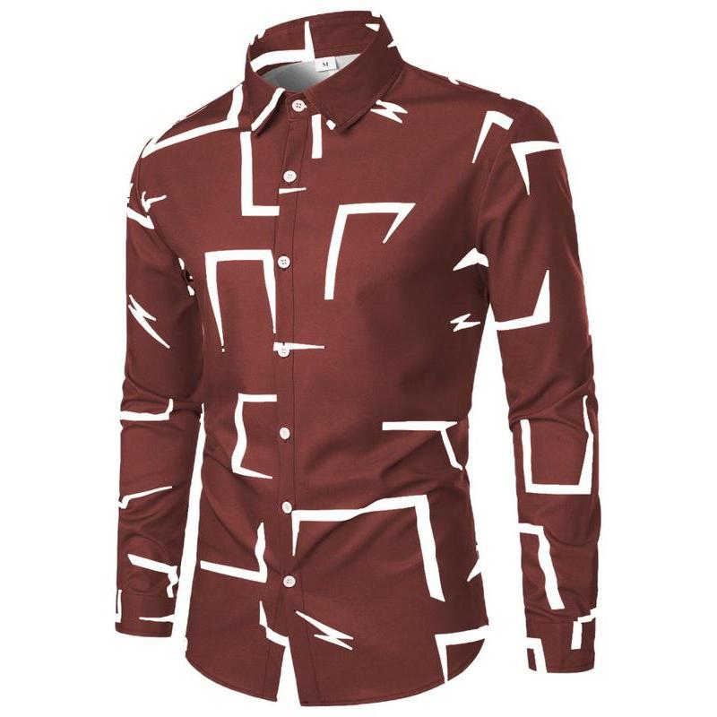 Herren Langarmhemd Modern Geometrisches Design Schwarz