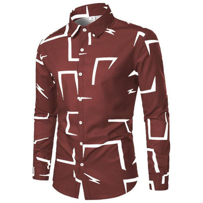 Herren Langarmhemd Modern Geometrisches Design Schwarz