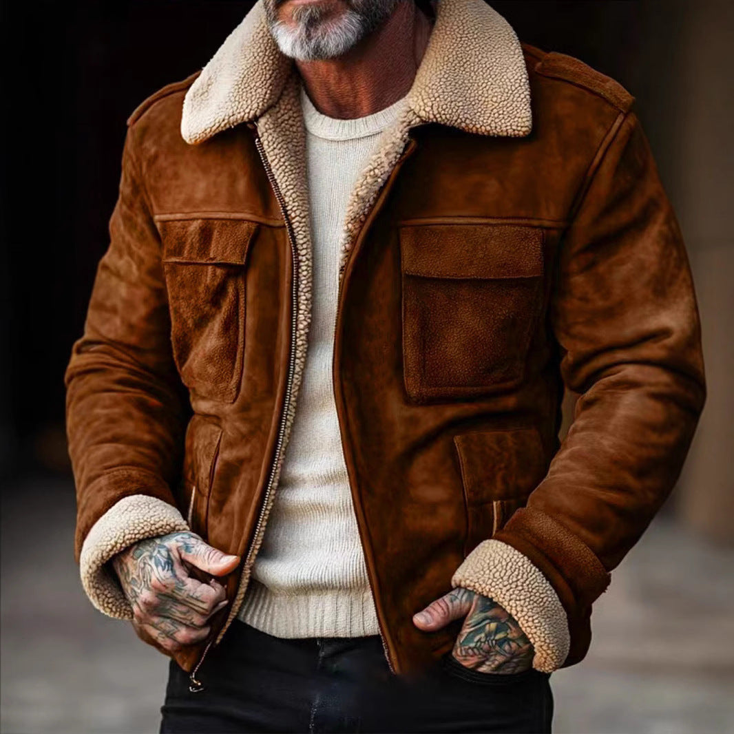 Lederjacke Herren Elegant Warm gefüttert