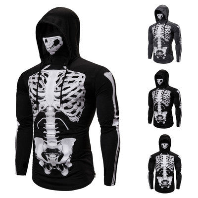 Herren Hoodie Skelett Design Gesichtsschutz Schwarz - BerlinGlamour