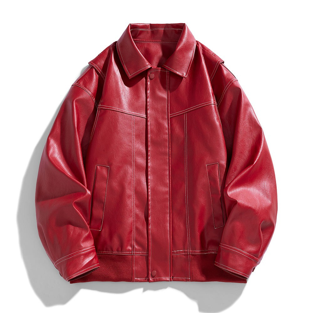 Herren Lederjacke Modern Schnitt mit Taschen