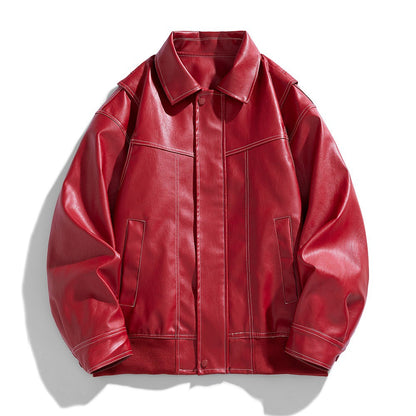 Herren Lederjacke Modern Schnitt mit Taschen
