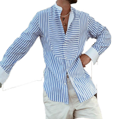 Herren Langarmhemd Modisch Gestreift Elegant