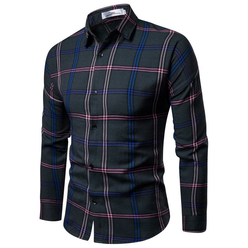 Herren Hemd Langarm Kariert Modern Bequem Schnitt