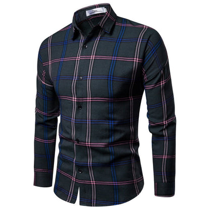 Herren Hemd Langarm Kariert Modern Bequem Schnitt