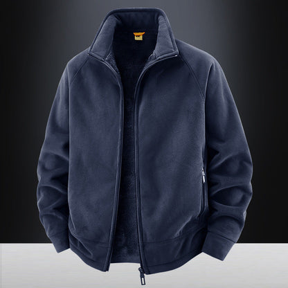 Herren Fleecejacke Weich Warm Reißverschluss Schwarz