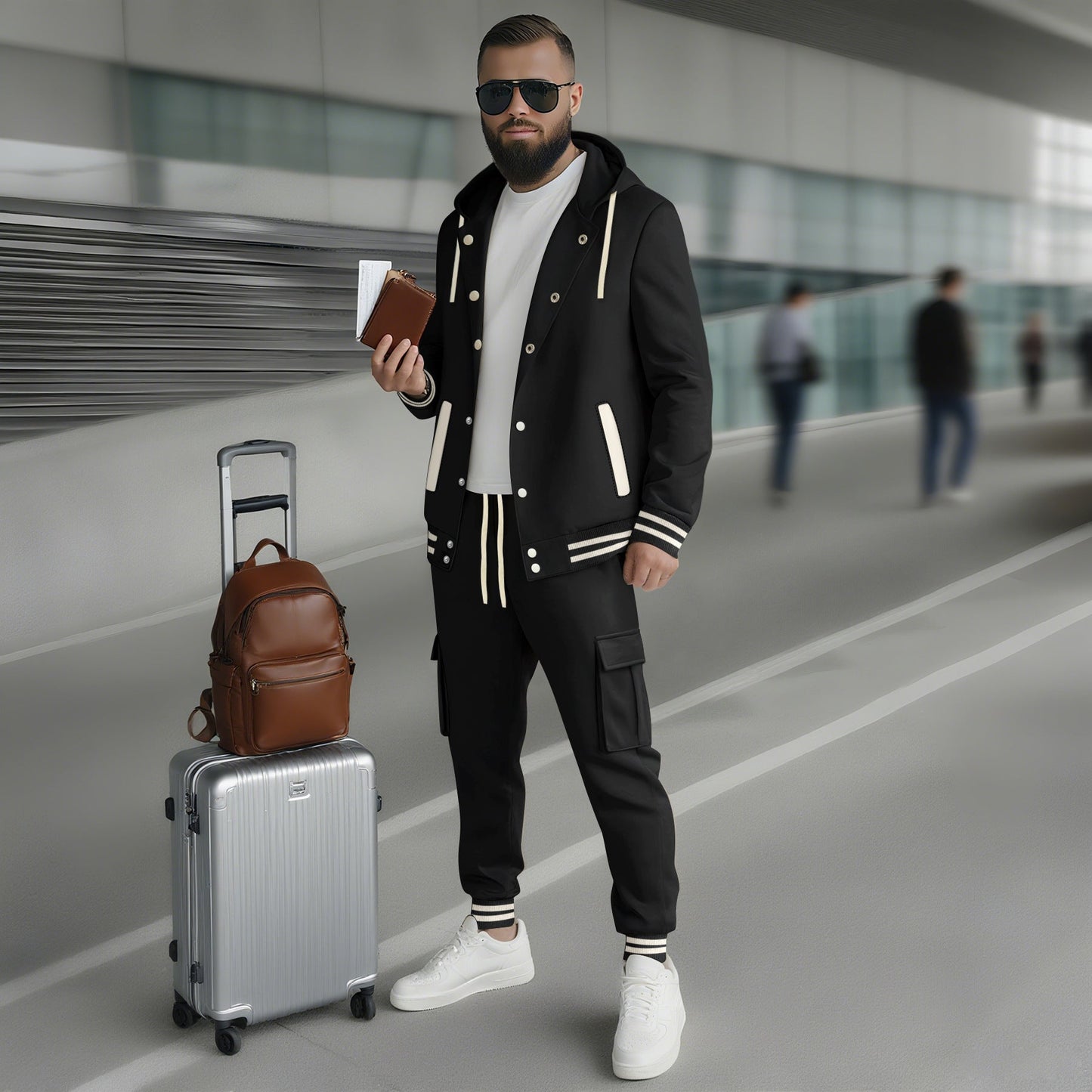 Herren Sportset Functional mit Kapuze und Taschen