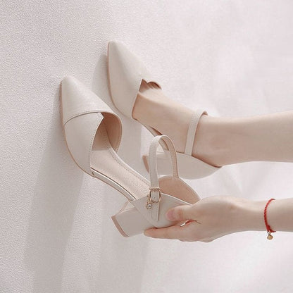 Damen Halbschuhe Elegante Schnalle Blockabsatz Stilettos - BerlinGlamour