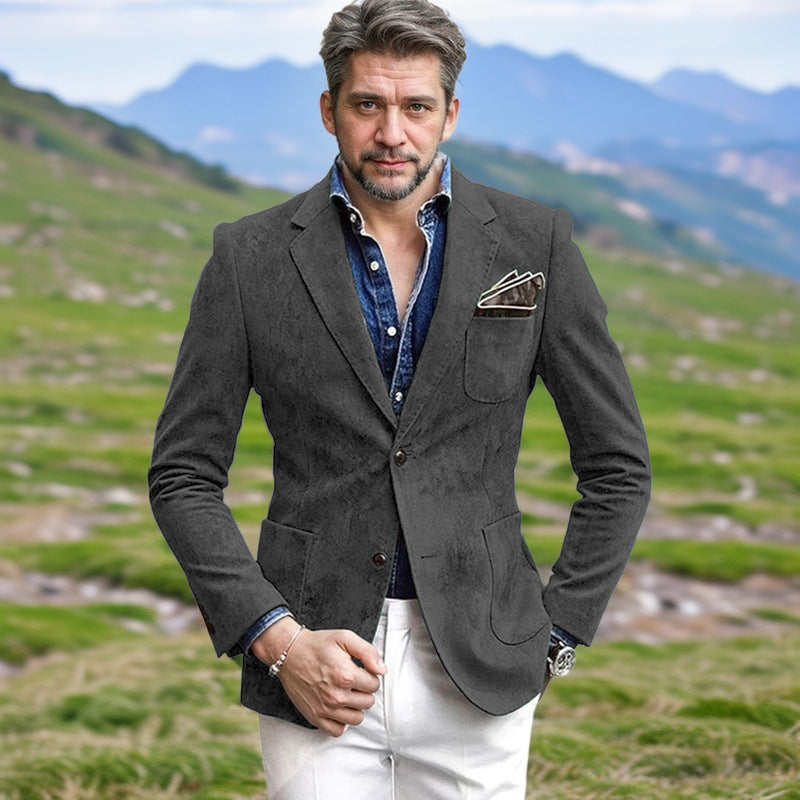 Herren Samtblazer Modern Elegant Schwarzer Anzug Blazer