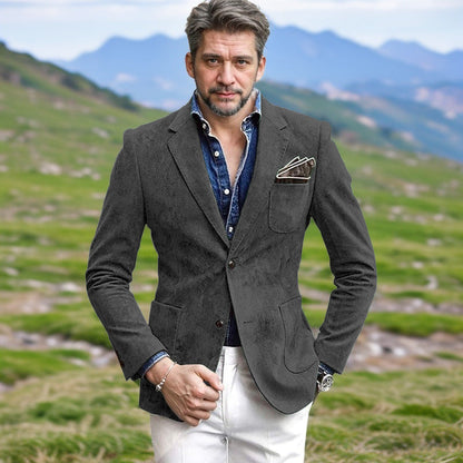 Herren Samtblazer Modern Elegant Schwarzer Anzug Blazer