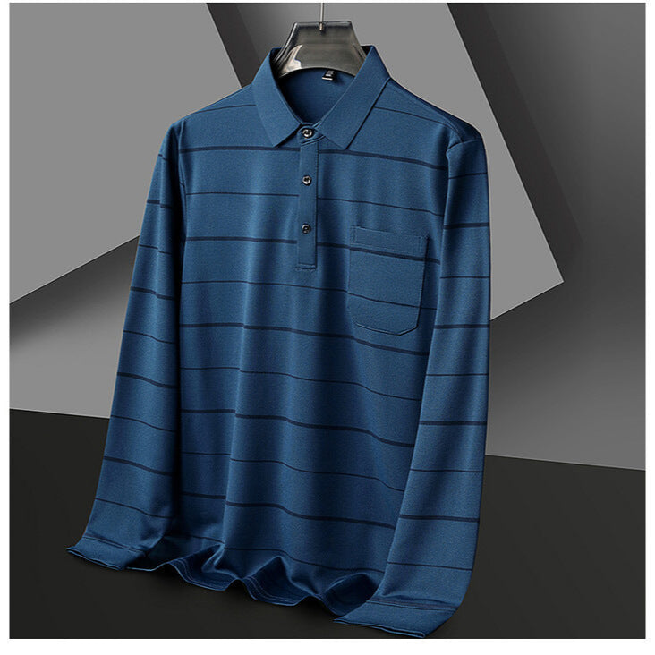 Herren Poloshirt Kurzarm Streifenmuster Elegant Modern - BerlinGlamour