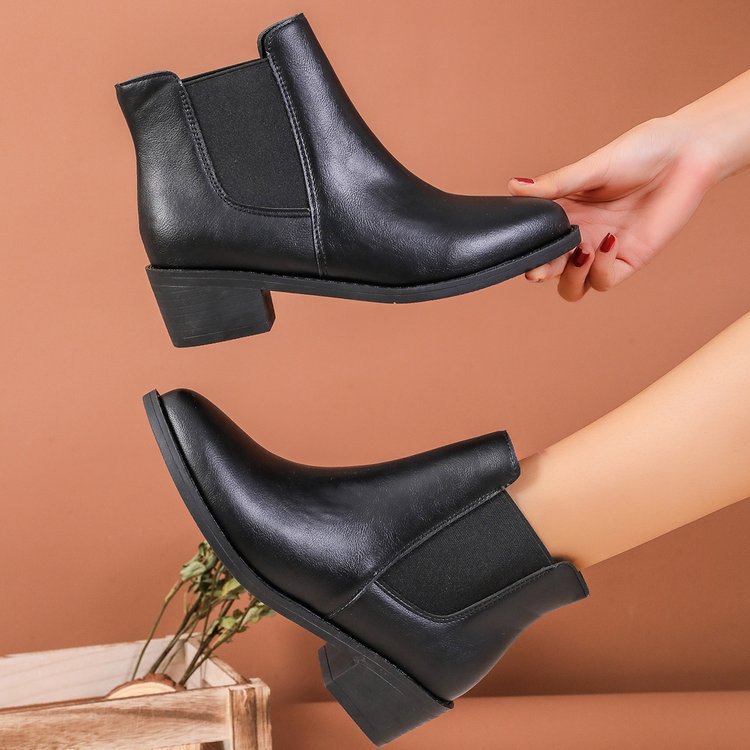 Vegane Chelsea Stiefeletten Damen Elastisch Schwarz