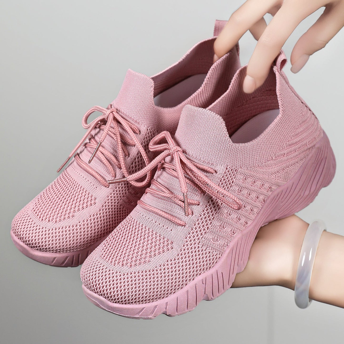 Damen Fitness-Sneaker Atmungsaktiv Flexibel Mit Elastischer Schnürung
