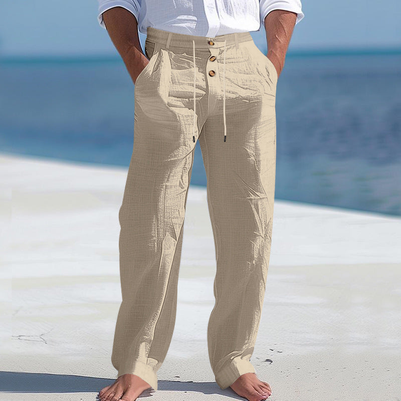 Herren Strandhose Bequem mit Verstellbund und Taschen