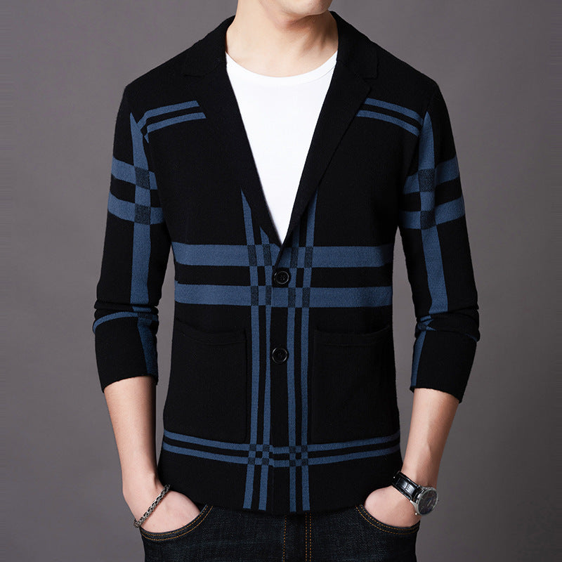 Herren Strickblazer Eleganter Karo Modern