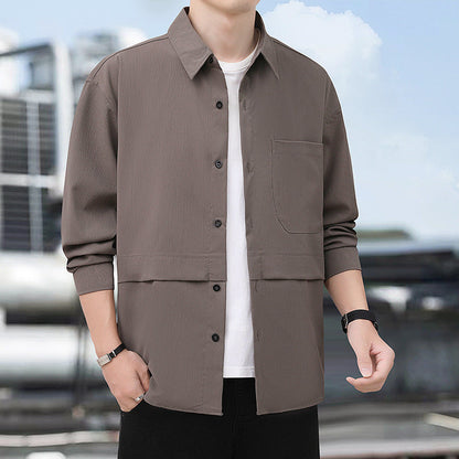 Herren Hemdjacke Lässig Outdoor mit Struktur Optik
