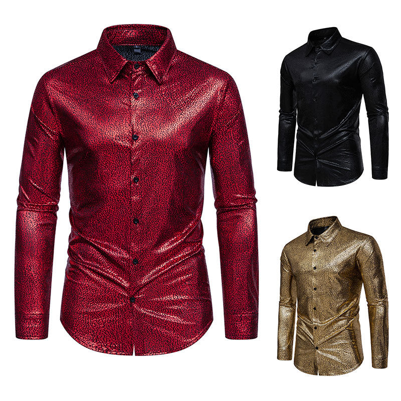 Herren Langarmhemd mit Muster Glitzernd Elegant