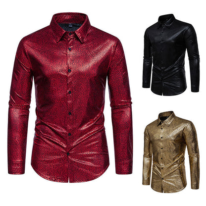 Herren Langarmhemd mit Muster Glitzernd Elegant