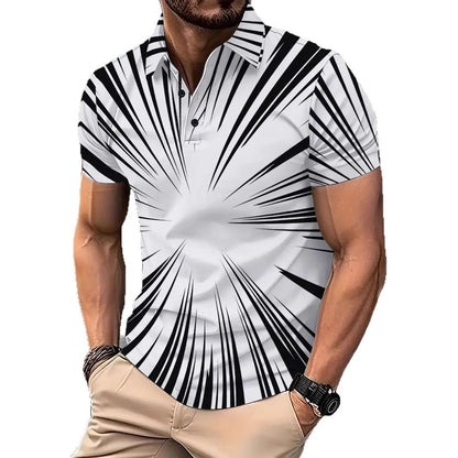 Herren Poloshirt Kurzarm mit Strichmuster Trendig