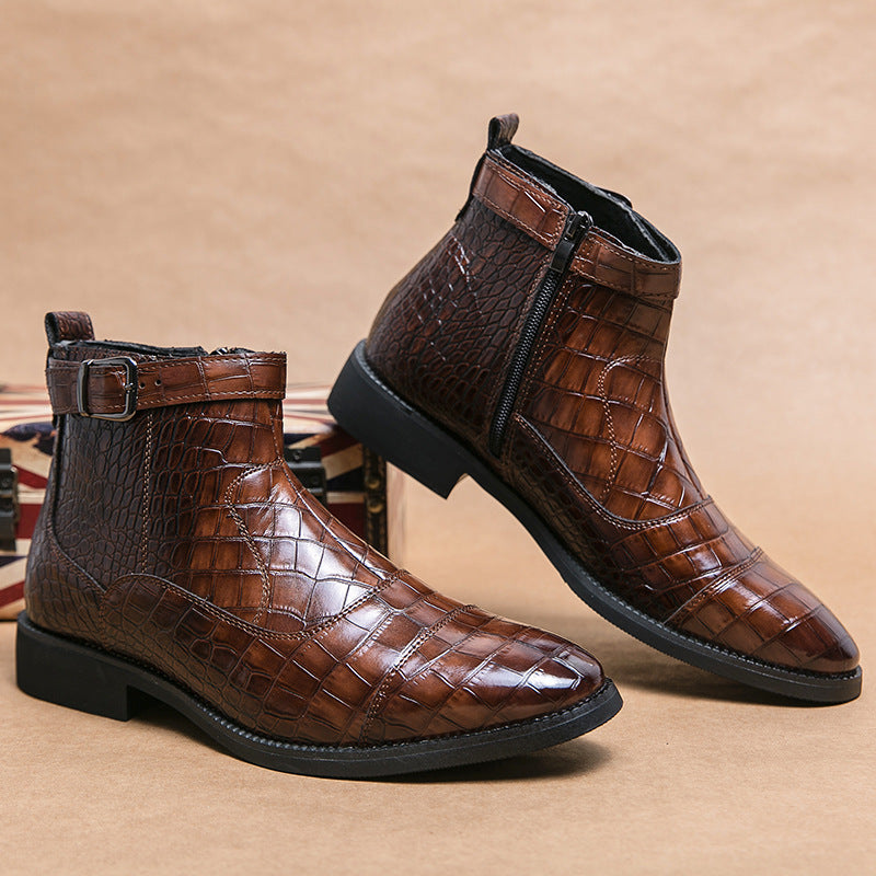 Damen Stiefeletten Schnürstiefeletten Elegante Krokodil Optik Schwarz
