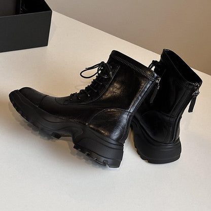 Damen Schnürstiefel Rutschfest Winterstiefel Schwarz