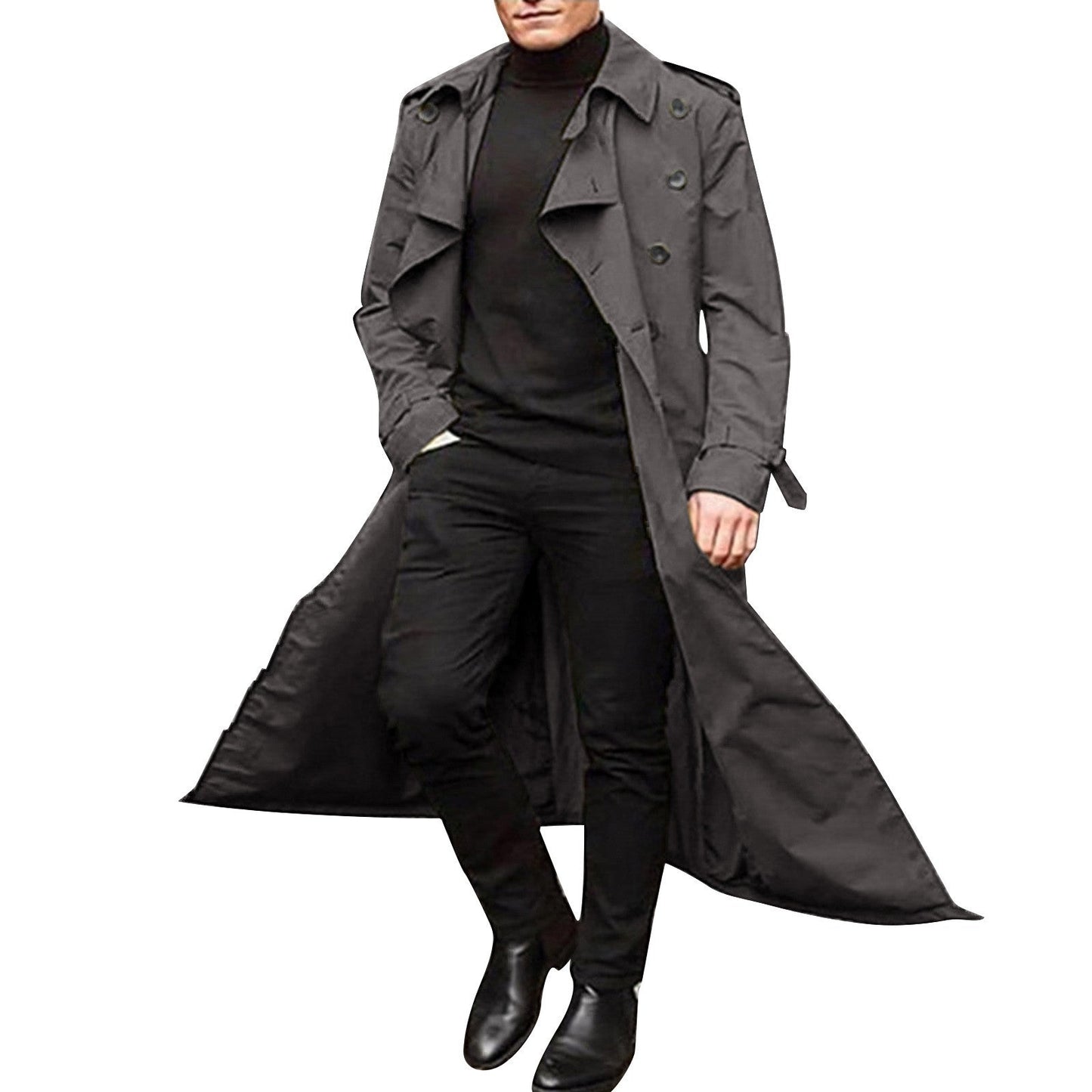 Herren Trenchcoat Eleganter Doppelreihen Mantel Berlin Style