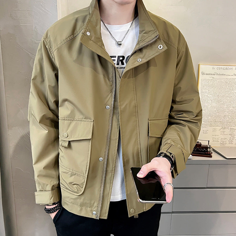 Herren Feldjacke Modern mit Taschen und Verstellbarem Kragen