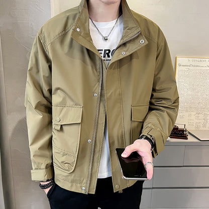 Herren Feldjacke Modern mit Taschen und Verstellbarem Kragen