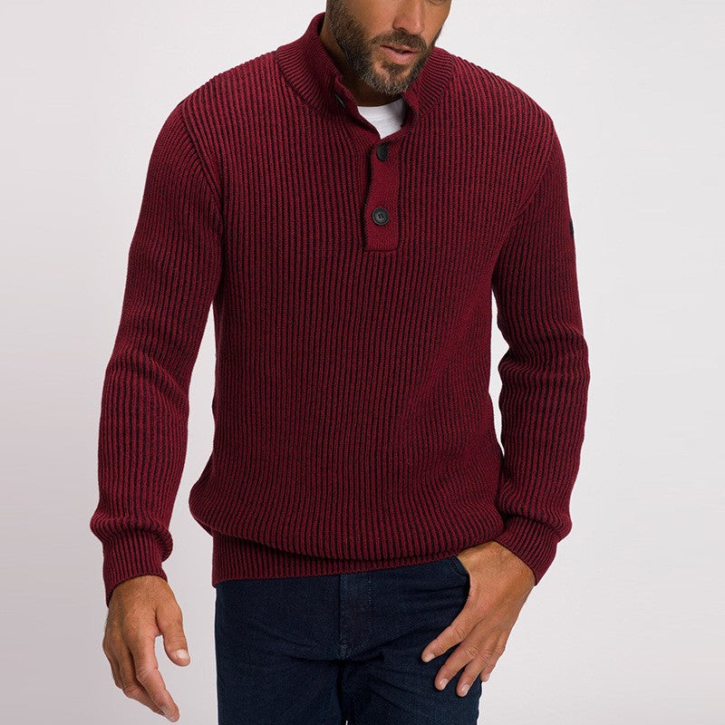 Herren Pullover Rippstrick Knopfleiste Modern Berlin Stil