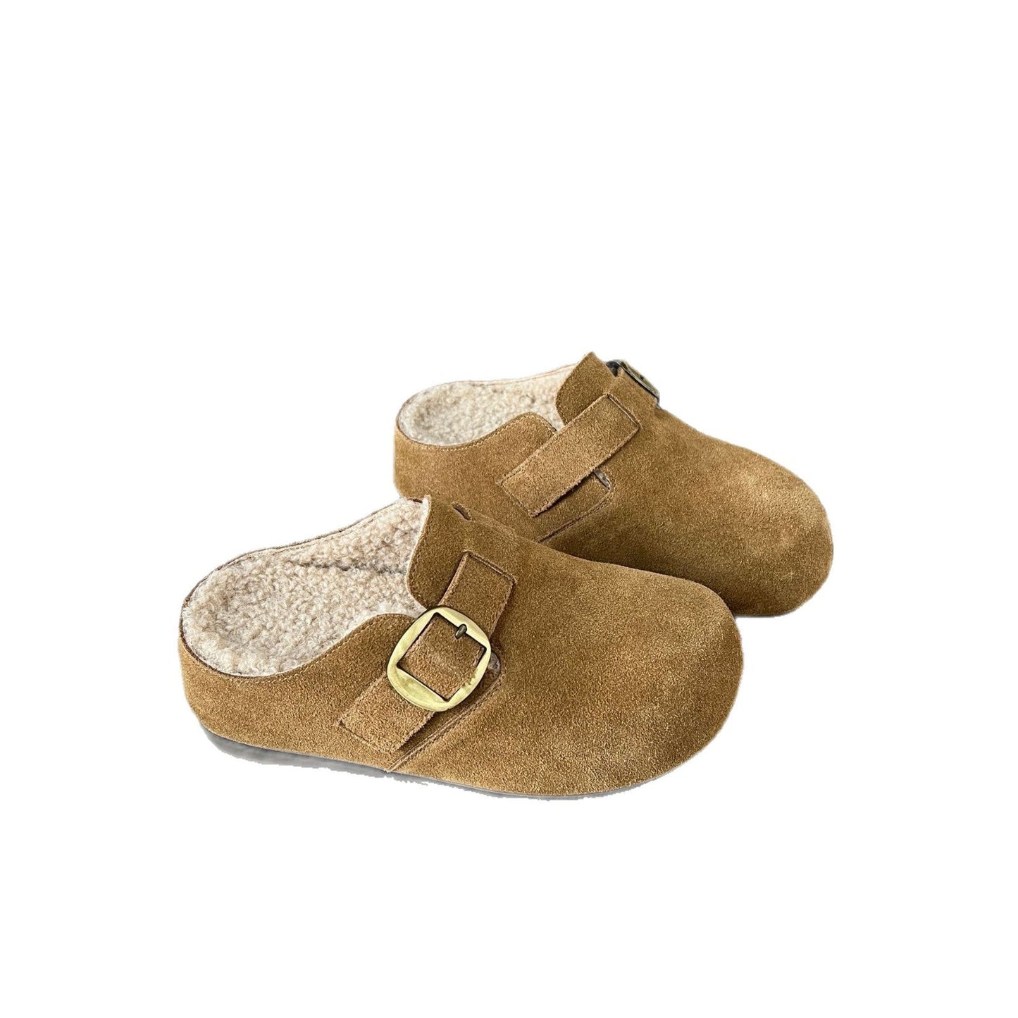 Damen Clogs Wildleder Gepolstert Bequem Schnalle Schuhe